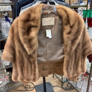 Mink fur shawl - real mink fur - beautiful chestnut color - likely female mink
